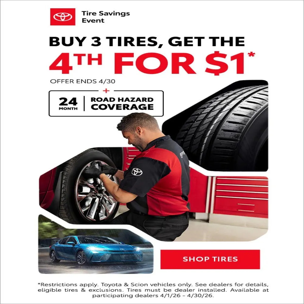 Buy 3 Tires. Get the 4th for $! | Amigo Toyota
