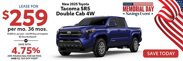 New 2025 Toyota Tacoma SR5 Double Cab 4WD | Atlantic Toyota