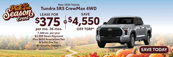 New 2026 Toyota Tundra SR5 Crew Cab 4WD | Atlantic Toyota