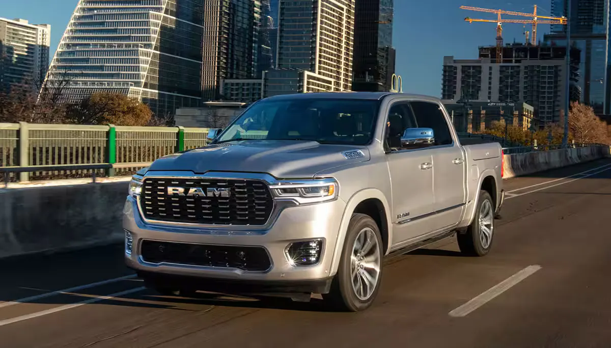 RAM 1500 driving in the city
