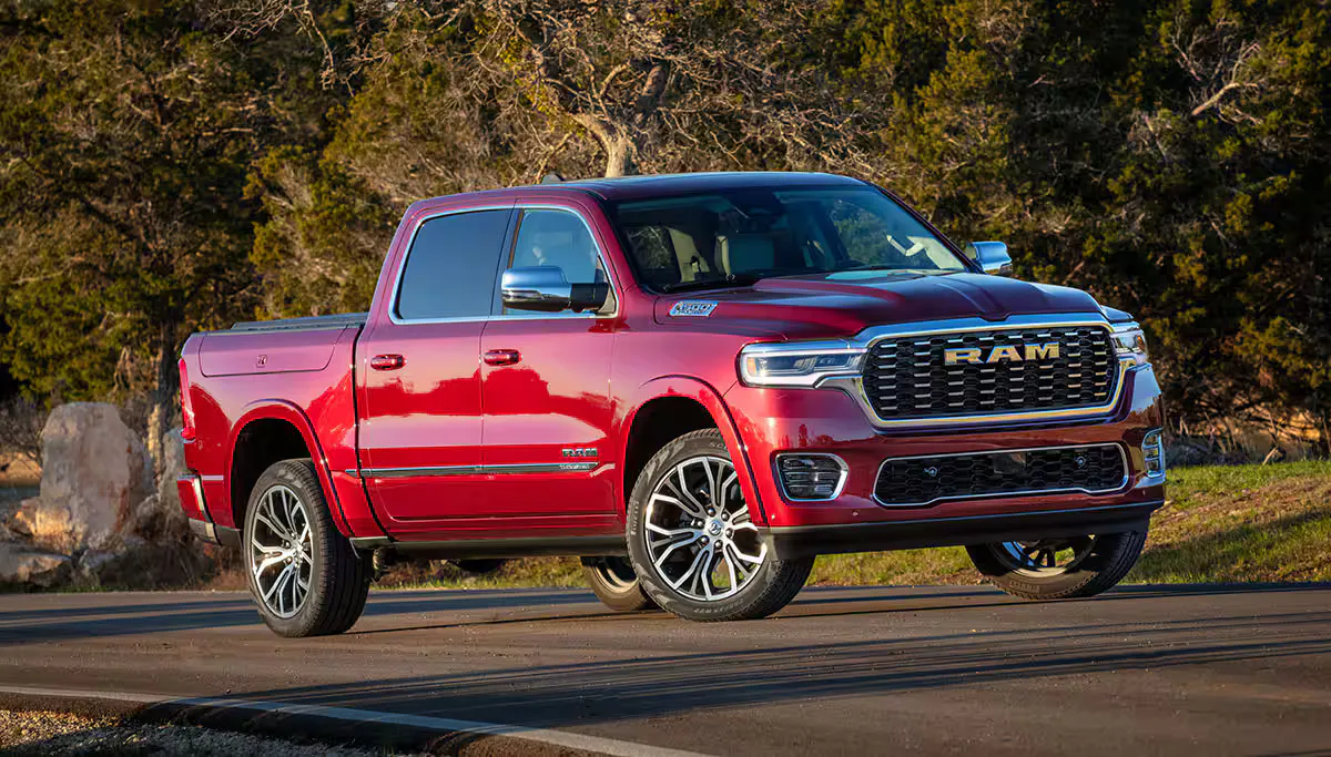RAM 1500 driving on a country road