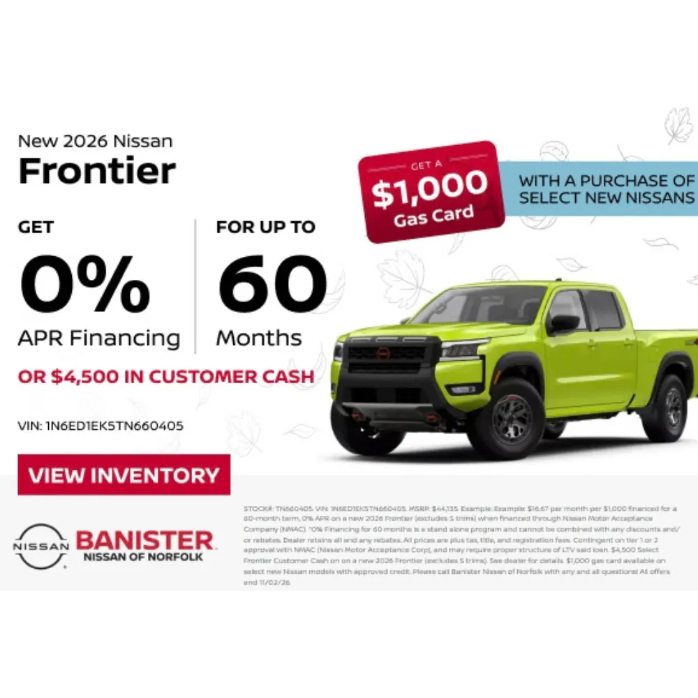 New 2026 Nissan Frontier | Banister Nissan of Norfolk