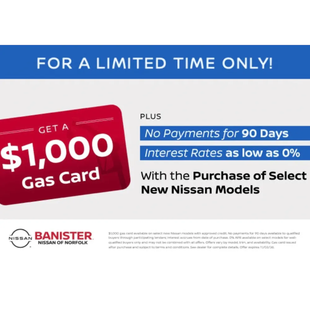 $1,000 Gas Card | Banister Nissan of Norfolk