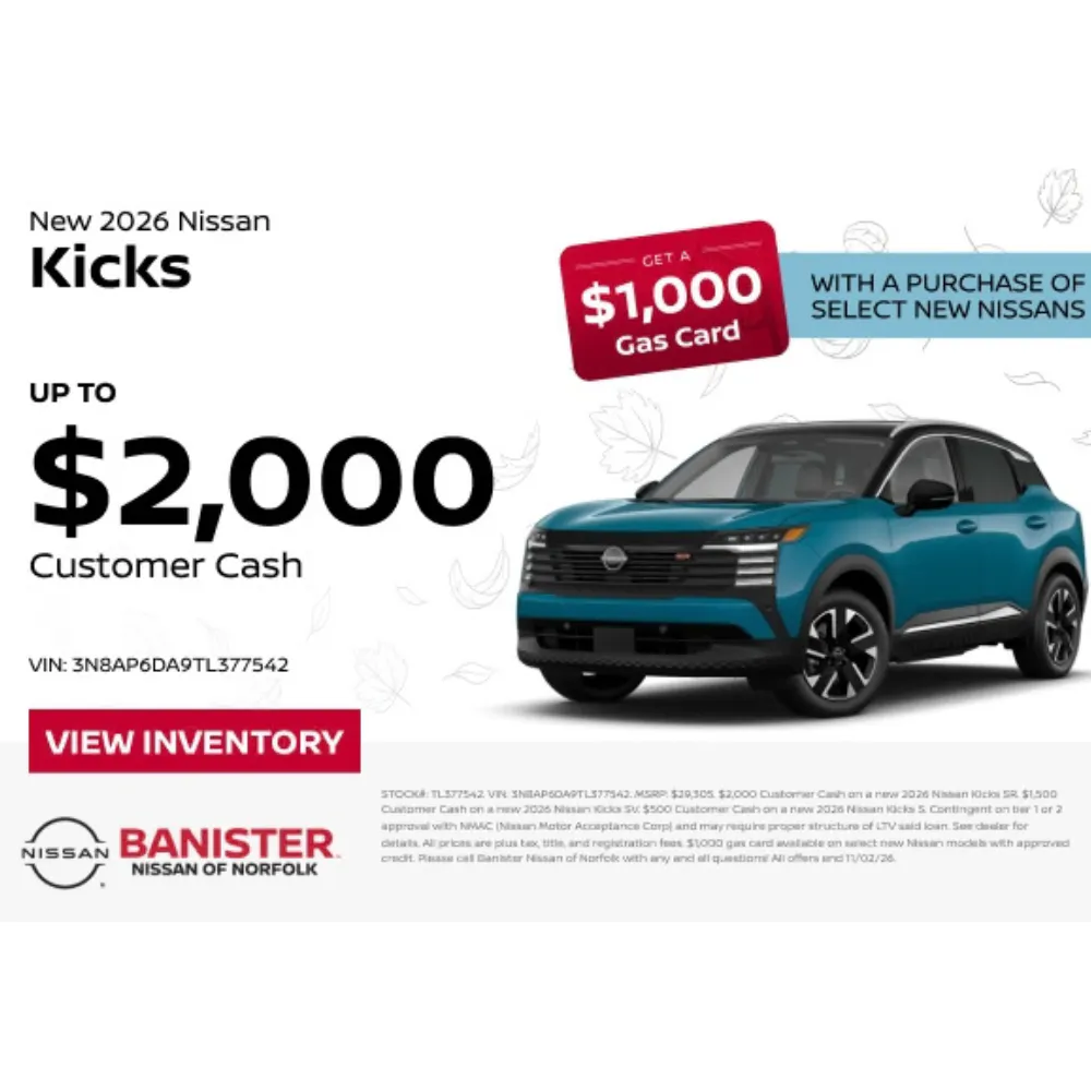 New 2026 Nissan Kicks | Banister Nissan of Norfolk