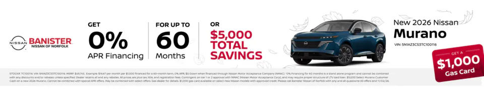 New 2026 Nissan Murano | Banister Nissan of Norfolk