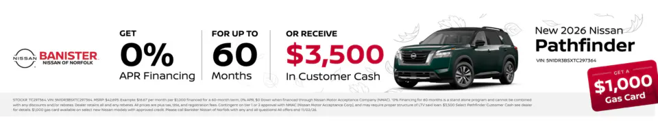 New 2026 Nissan Pathfinder | Banister Nissan of Norfolk