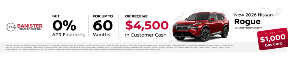 New 2026 Nissan Rogue | Banister Nissan of Norfolk