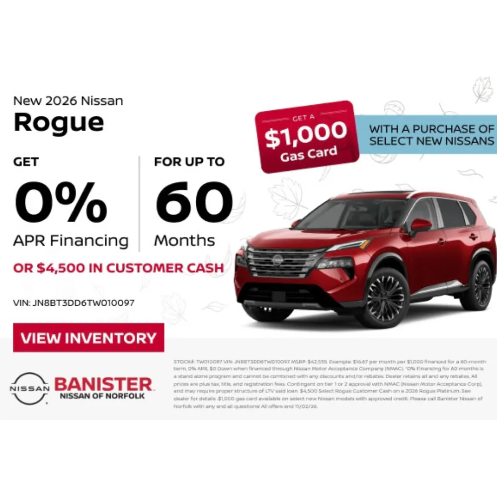 New 2026 Nissan Rogue | Banister Nissan of Norfolk