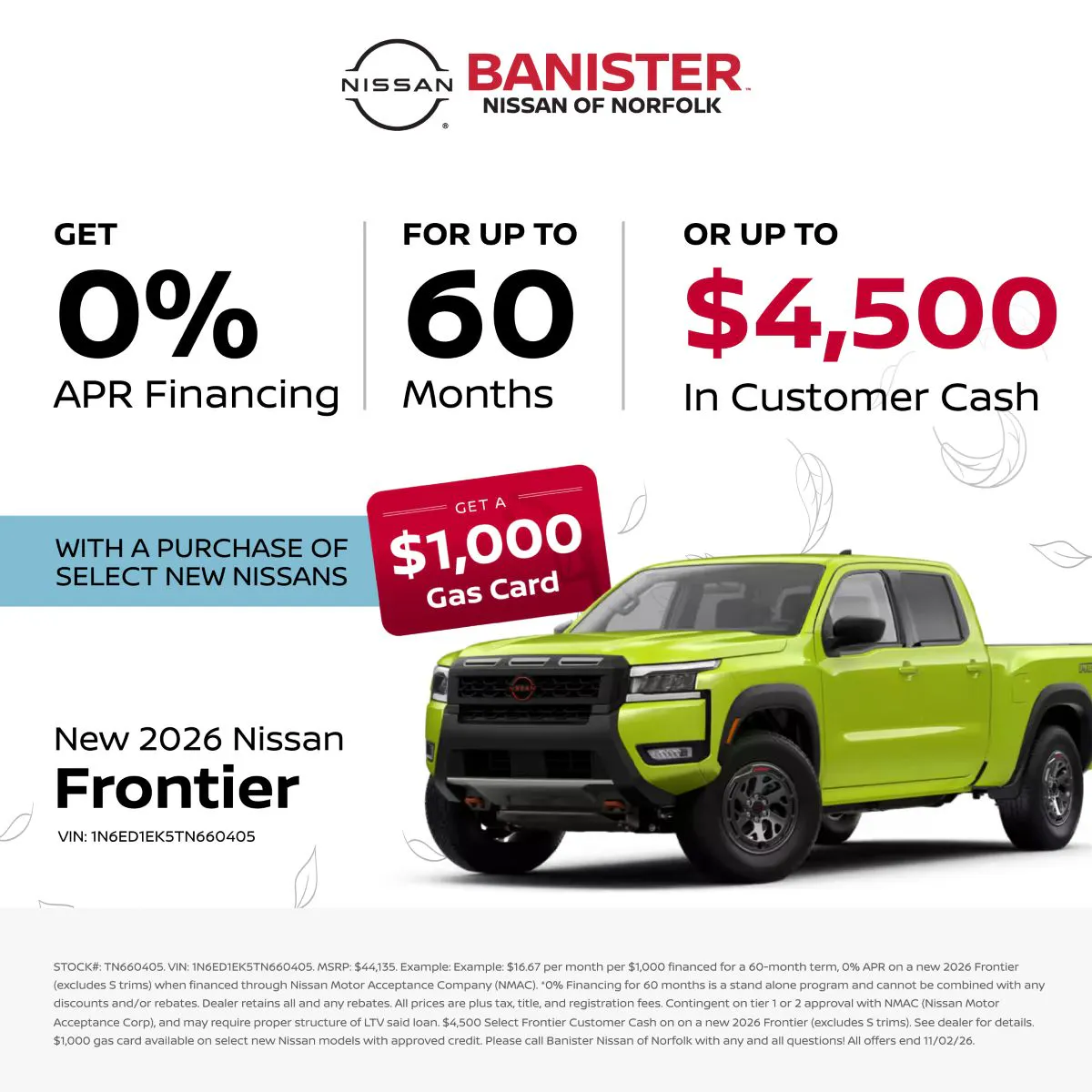 New 2026 Nissan Frontier | Banister Nissan of Norfolk