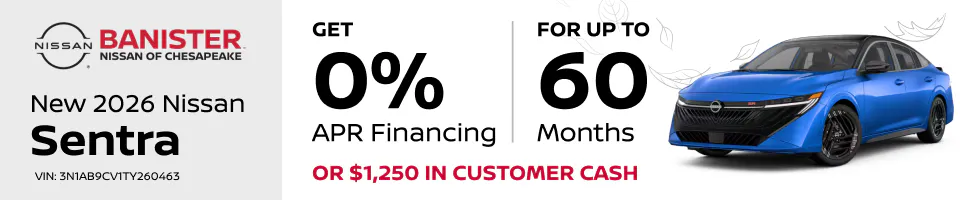 New 2026 Nissan Sentra Banner | Banister Nissan of Chesapeake