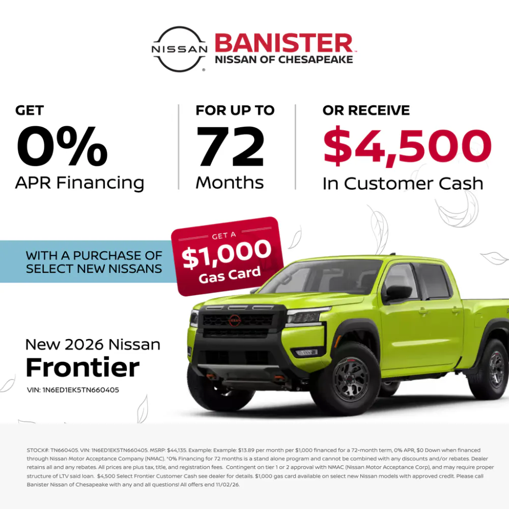 New 2026 Nissan Frontier | Banister Nissan of Chesapeake