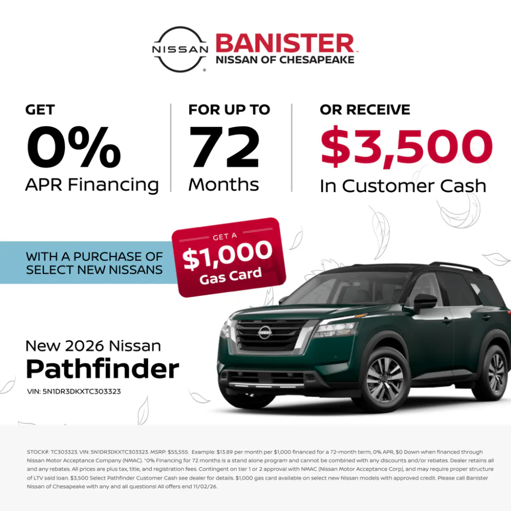New 2026 Nissan Pathfinder | Banister Nissan of Chesapeake