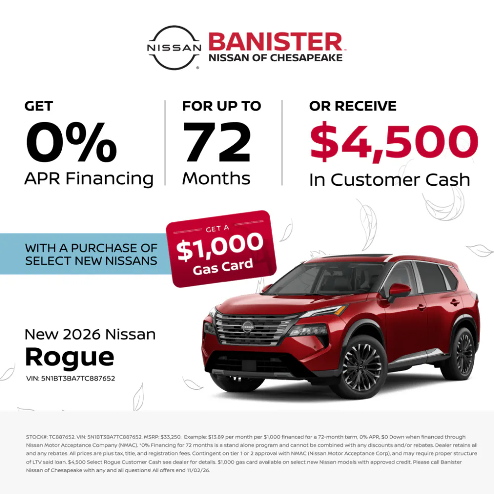 New 2026 Nissan Rogue | Banister Nissan of Chesapeake