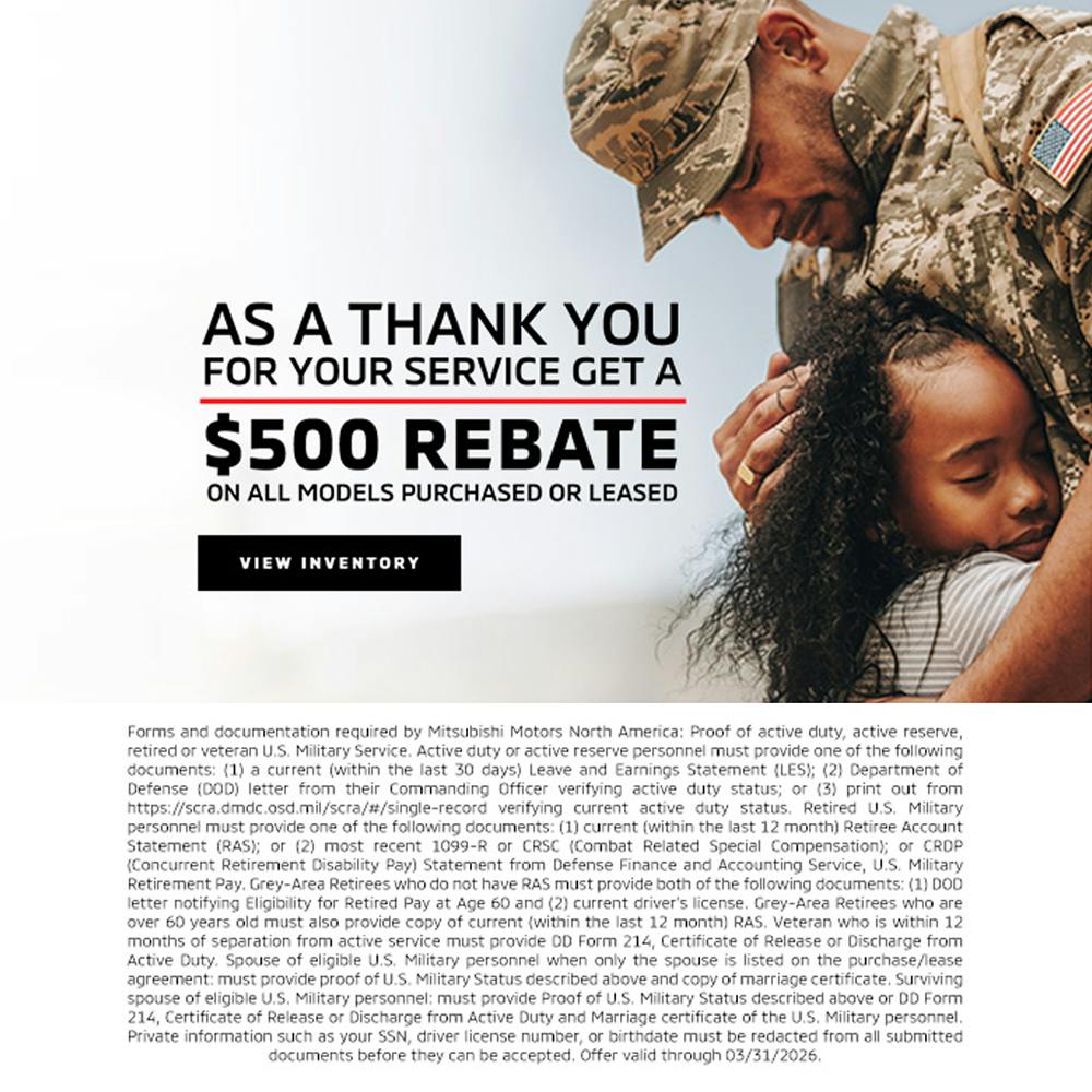 Mitsubishi Military Rebate Program | Beaver Mitsubishi