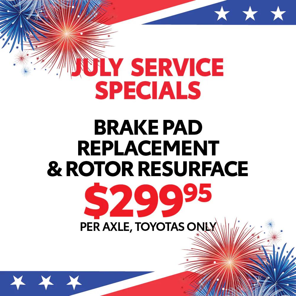July 2026 Service Specials — Brake Pad Replacement & Rotor Resurface | Berge Toyota