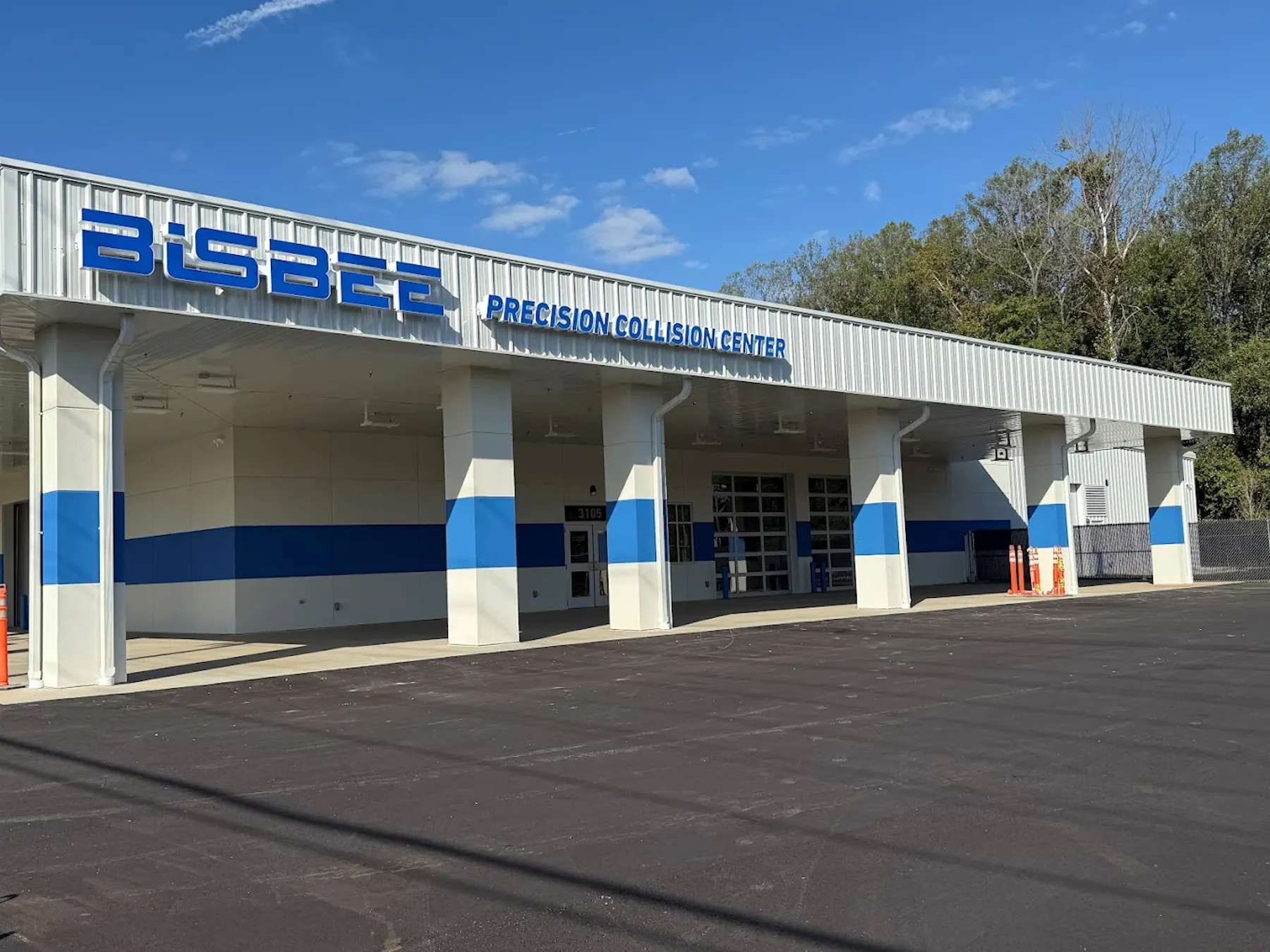 Exterior of a professional collision repair facility
