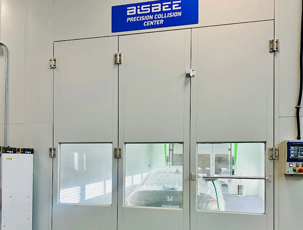 Professional automotive paint booth used for collision refinishing