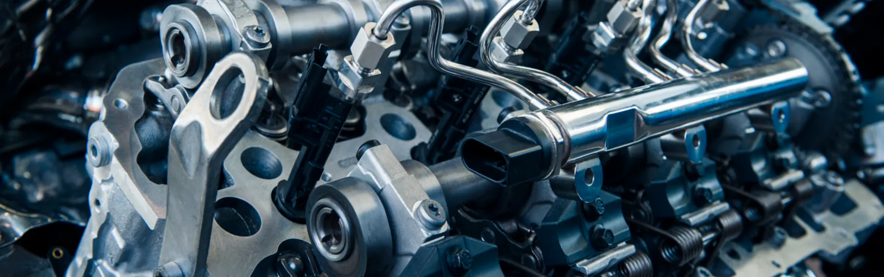 Close-up view of automotive components during collision repair