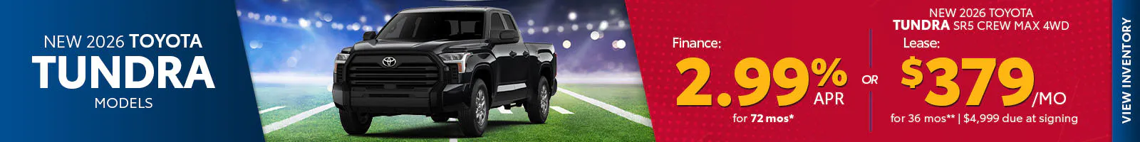 New 2026 Toyota Tundra Models OR New 2026 Toyota Tundra SR5 Crew Max 4WD