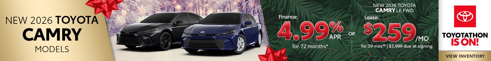 New 2026 Toyota Camry 4.99% Finance Offer