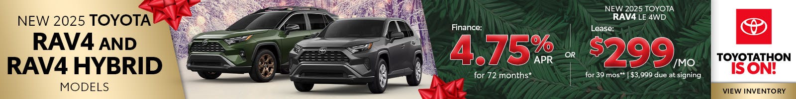 New 2025 RAV4 and RAV4 Hybrids – 4.75% APR OFFER