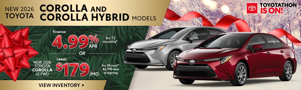 New 2026 Toyota Corolla and Corolla Hybrid Models | Brewer Airport Toyota