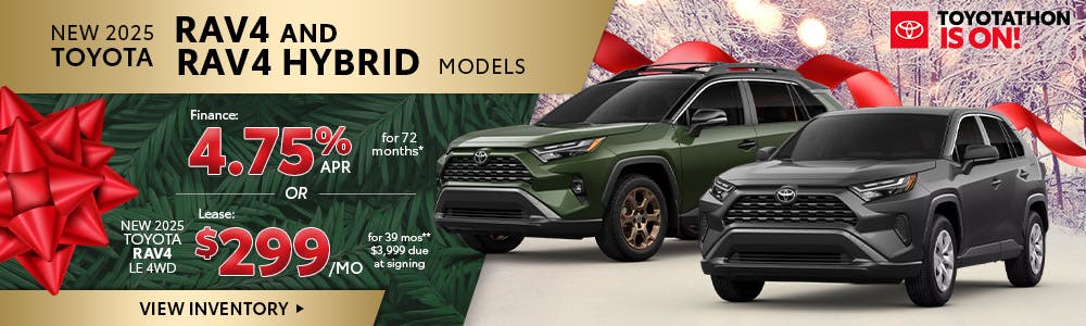 New 2025 RAV4 and RAV4 Hybrids – 4.75% APR OFFER | Brewer Airport Toyota