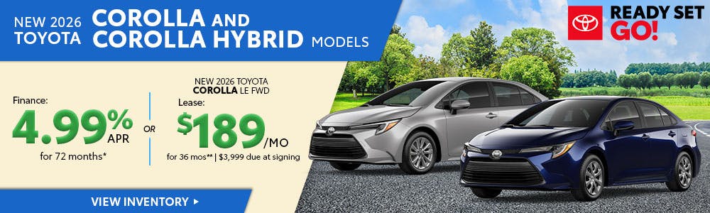 New 2026 Toyota Corolla and Corolla Hybrid Models | Brewer Airport Toyota