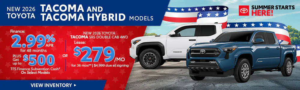 New 2026 Toyota Tacoma and Tacoma Hybrid Models | Brewer Airport Toyota