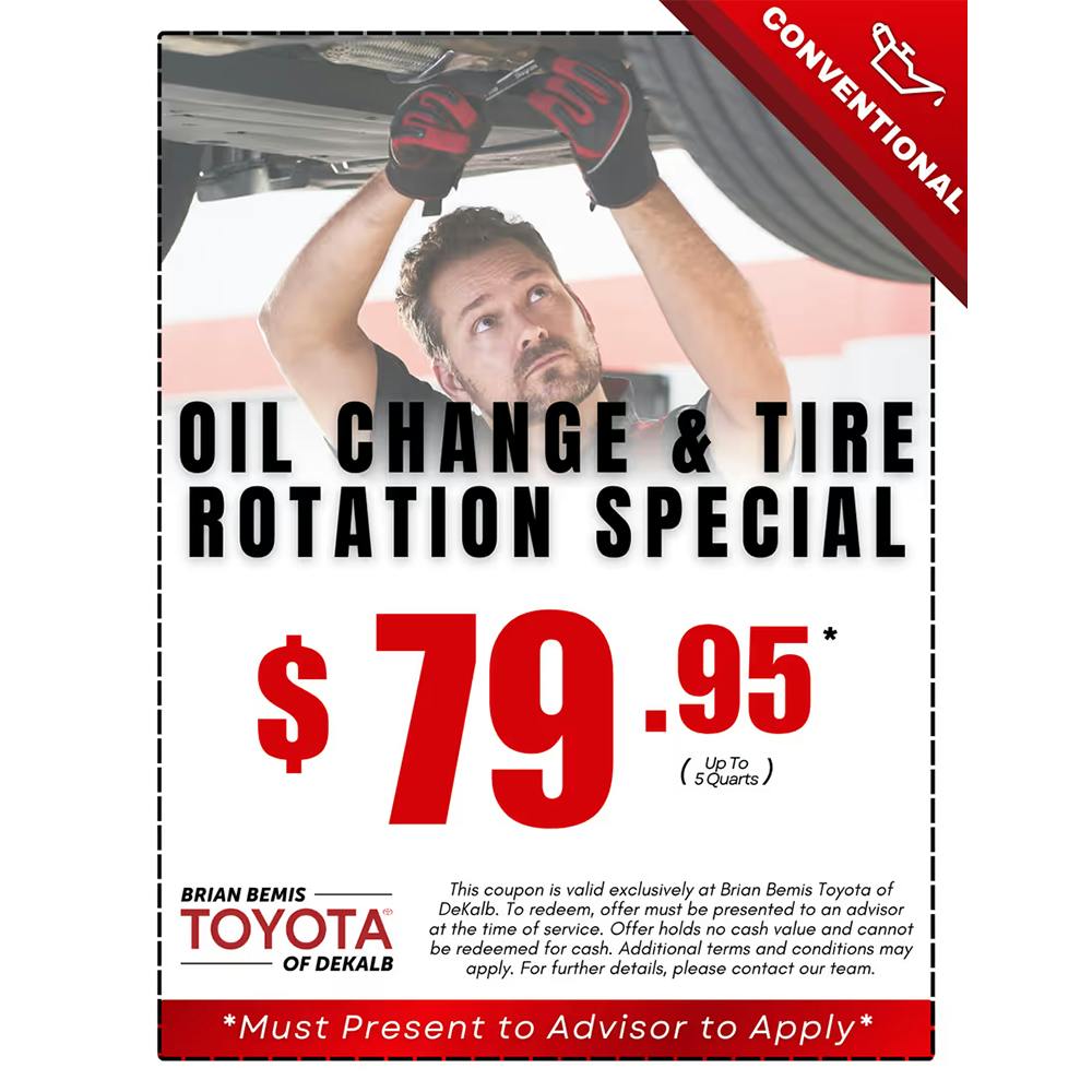 Conventional Oil Change & Tire Rotation Special | Brian Bemis Toyota of DeKalb