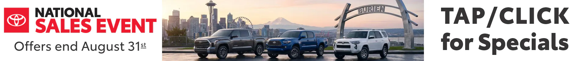 Seattle Toyota EV Electric Vehicle Inventory - Tap or Click for Specials
