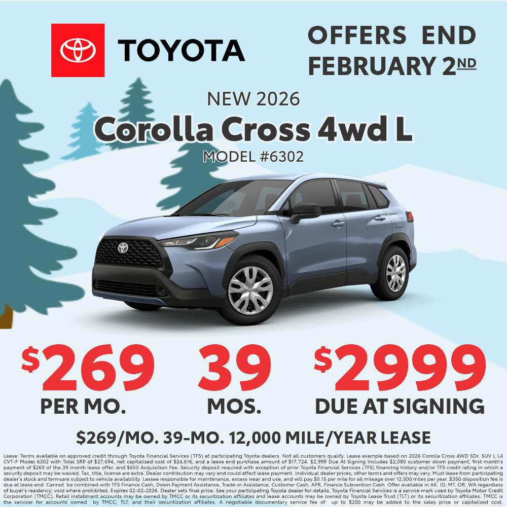 January ’26 Special – Corolla Cross Lease | Burien Toyota