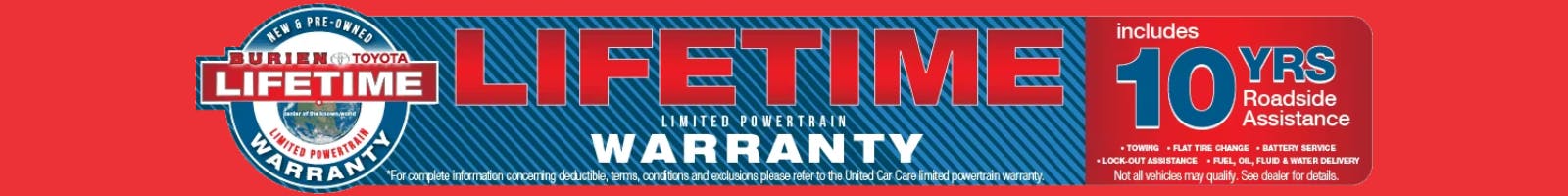 Toyota Lifetime Warranty Seattle Banner Top Bottom SRP | Burien Toyota