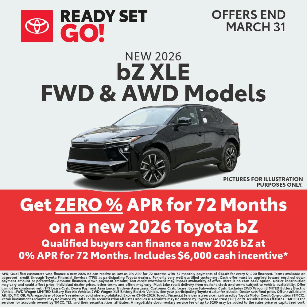 2026 Toyota bZ Zero Percent Special | Burien Toyota