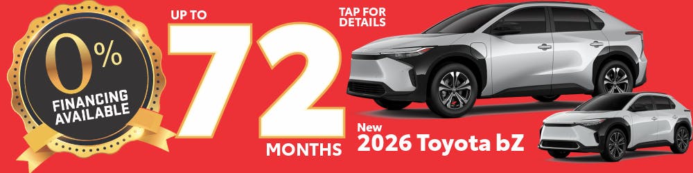 Toyota bZ 0%apr up to 72mos | Burien Toyota