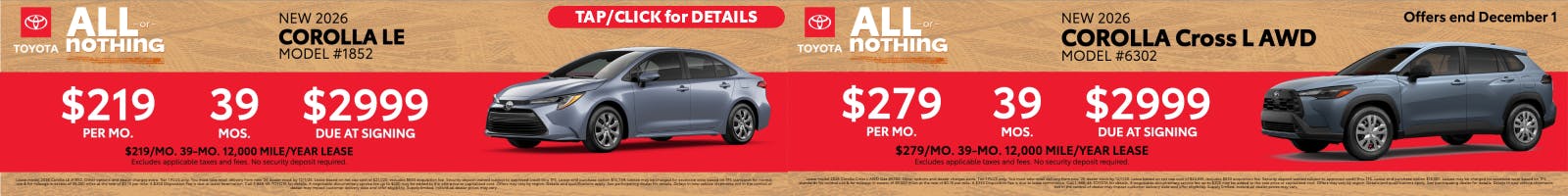 New Toyota Specials November 2025