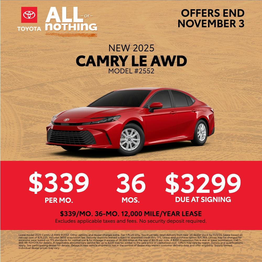 October – Toyota All or Nothing Event: Camry | Burien Toyota