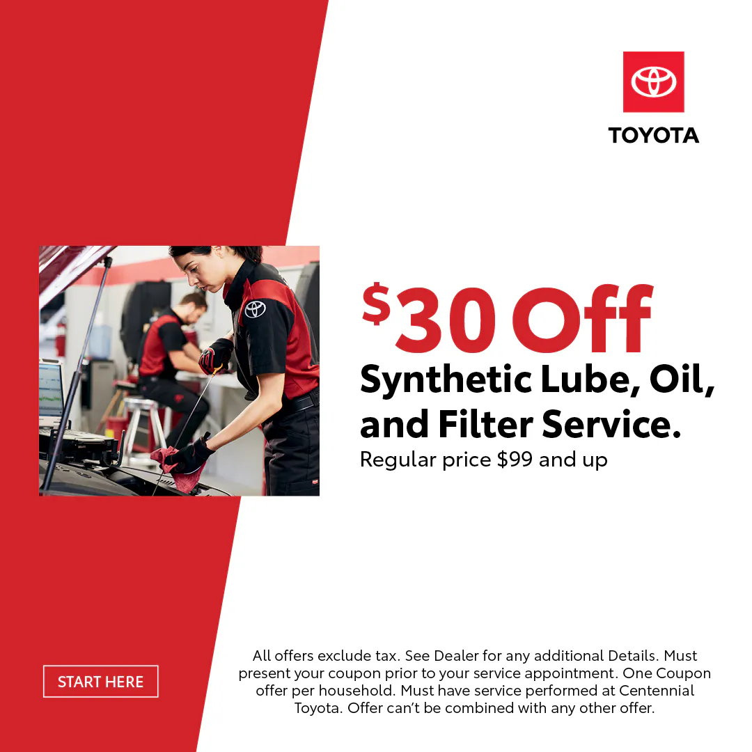 $30.00  Synthetic Lube, Oil, and Filter Service | Centennial Toyota