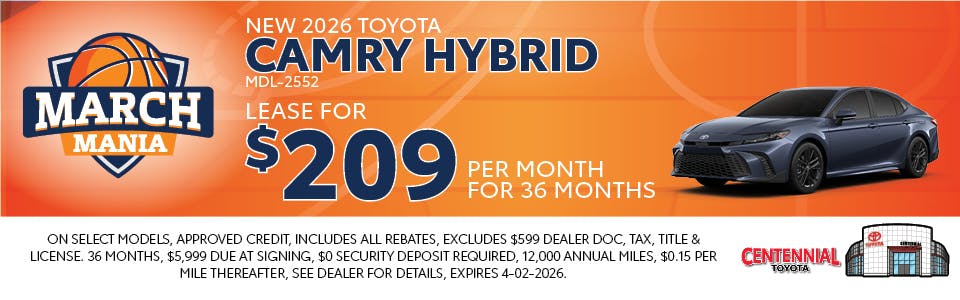 New 2026 Toyota Camry Hybrid | Centennial Toyota