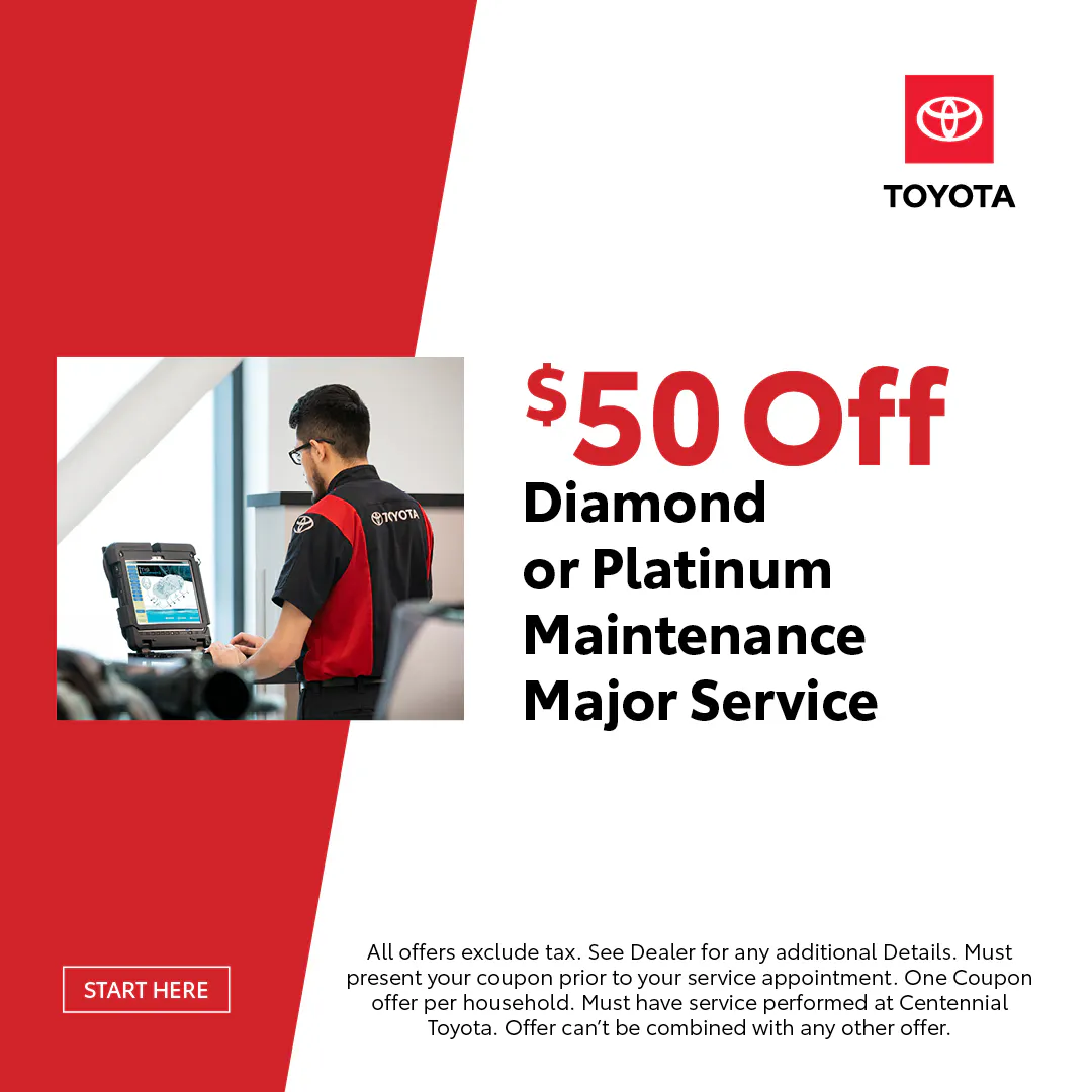 $50 Off  Diamond or Platinum Maintenance Major Service | Centennial Toyota