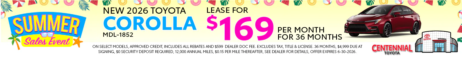 2026 Corolla Summer Sales Event