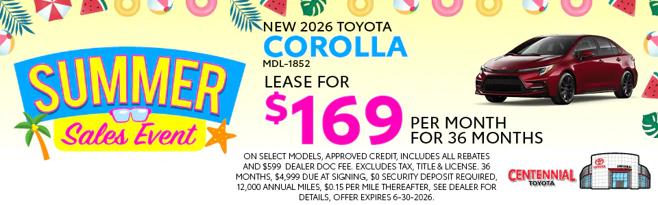 2026 Corolla Summer Sales Event | Centennial Toyota