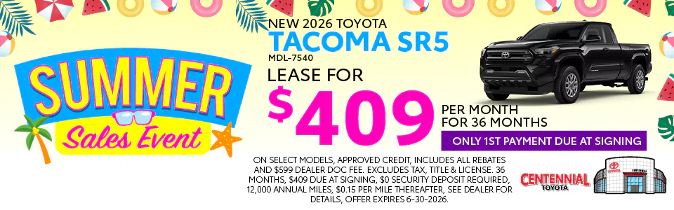 2026 Tacoma SR5 Summer Sales Event | Centennial Toyota