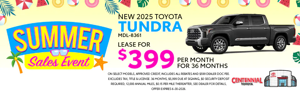 2025 Tundra – Summer Sales Event Lease | Centennial Toyota