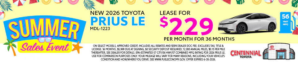 NEW 2026 TOYOTA PRIUS | Centennial Toyota