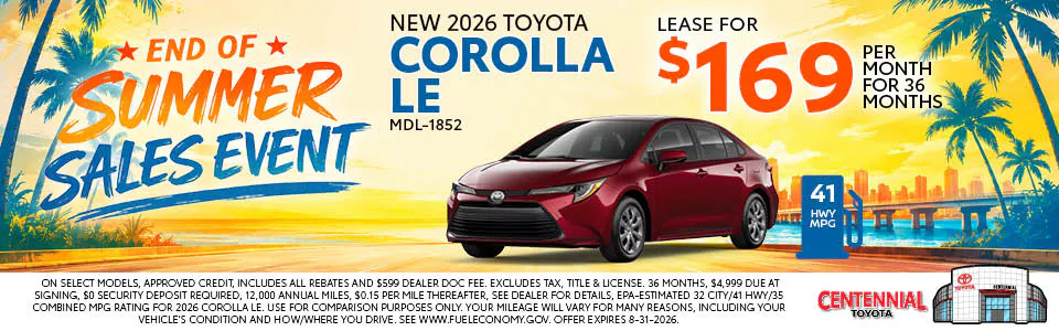 New 2026 Corolla LE | Centennial Toyota