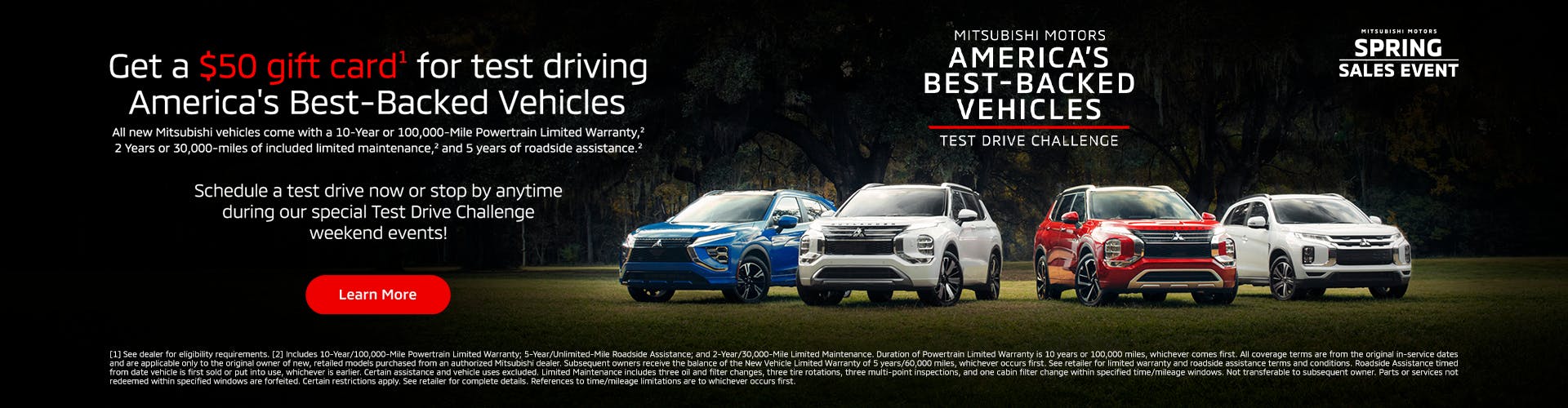Get a $50 gift card for test driving America’s Best-Backed vehicles
