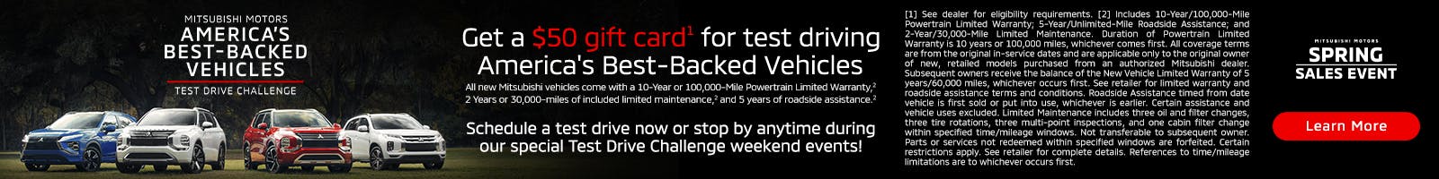 Get a $50 gift card for test driving America’s Best-Backed vehicles