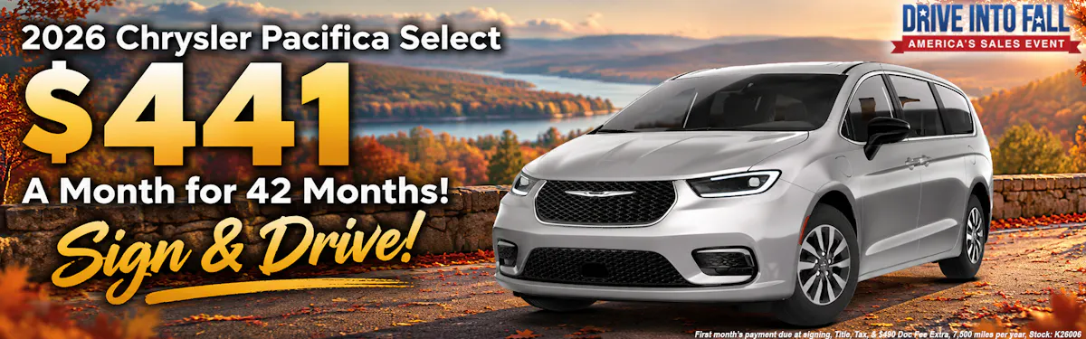 Chrysler Pacifica Select lease special graphic