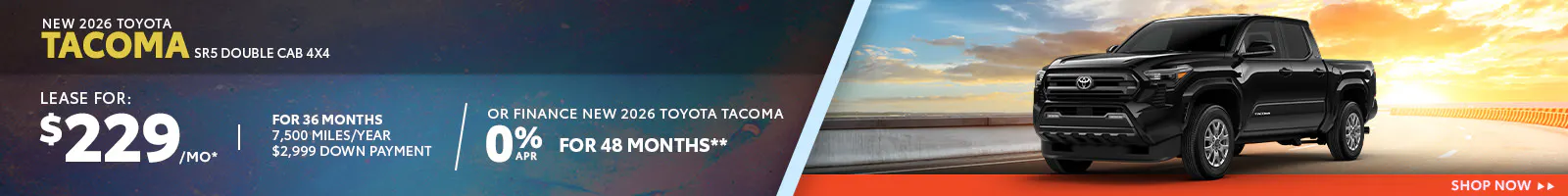Lease 2026 Toyota Tacoma SR5 Double Cab 4X4 OR New 2026 Toyota Tacoma